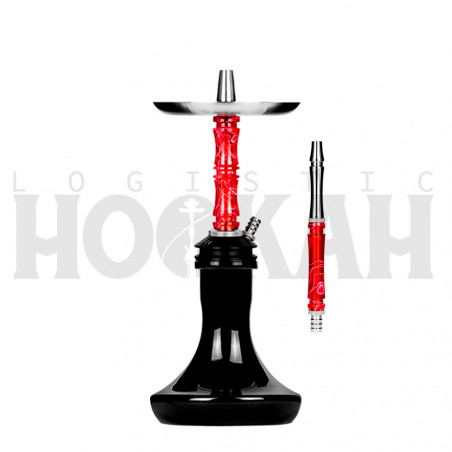 Cachimba-Moze-Breeze-Two-Wavy-Red+Base-Rusa-Mini-Full-Black